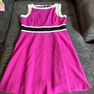 Evan Picone Black Label Dress 18 Purple‎  Stripe Sleeveless Sheath Career
